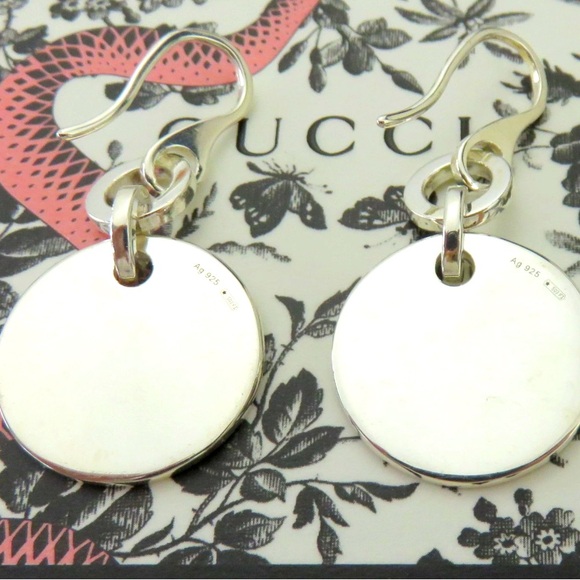 Authentic Gucci Sterling Silver 925 Round Logo Dangle Earrings! - Picture 4 of 16
